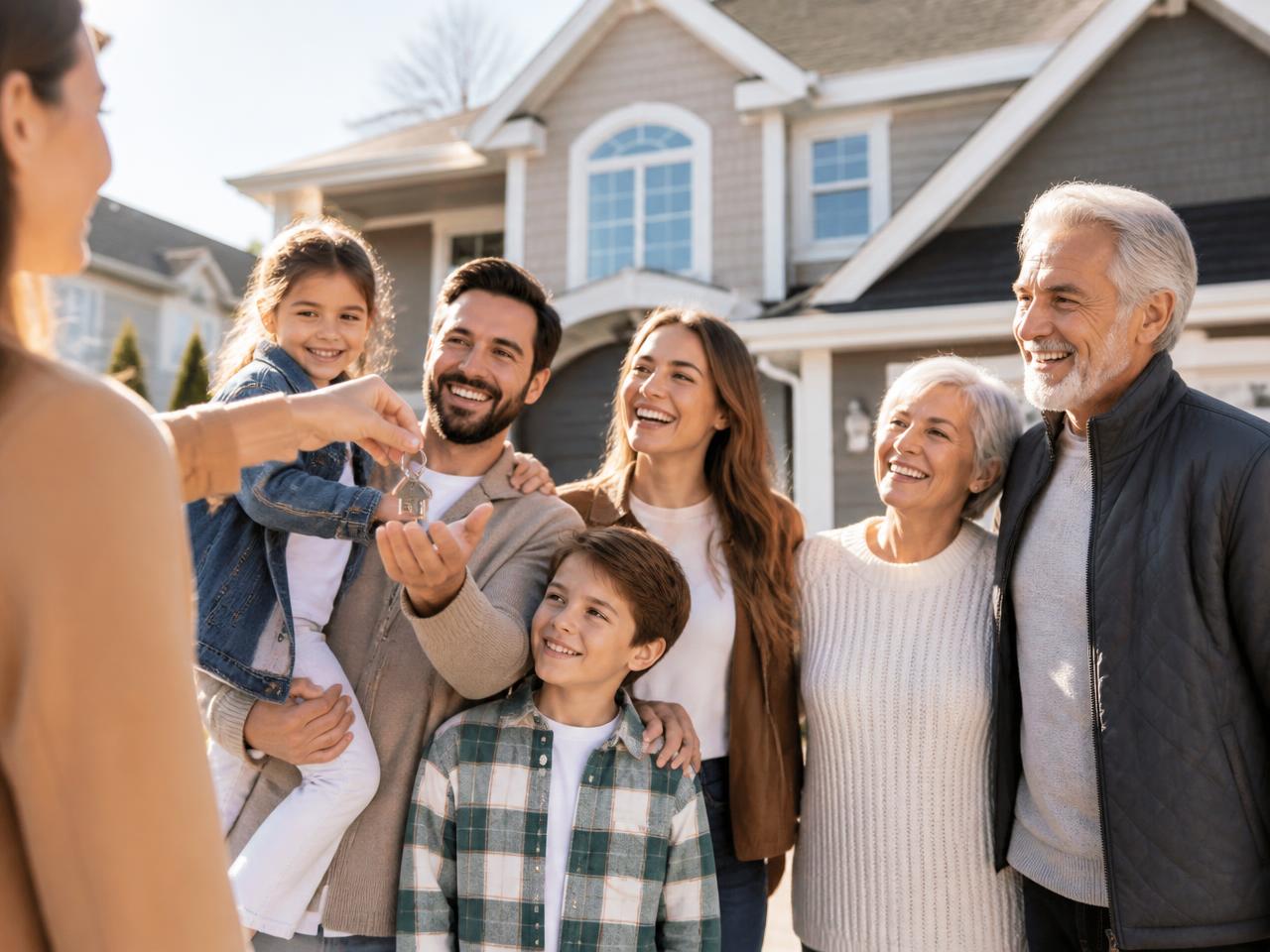 Family receiving the keys to their new Saskatoon home